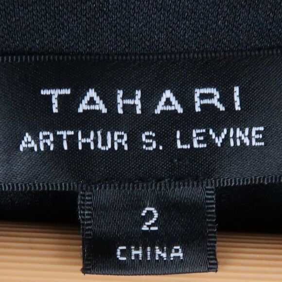 TAHARI ASL CREAM TAN & BLACK ANIMAL PRINT 3/4 SLEEVE MOCK WRAP MIDI DRESS SIZE 2 - Picture 3 of 12